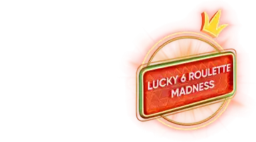 Значок с надписью Lucky 6 Roulette Madness, символизирующий промоакцию рулетки в Интернет-казино Пин Ап.